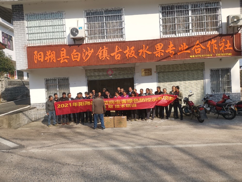 2021年11月，公司在广西阳朔县白沙镇提供柑桔病虫害防控技术培训现场会